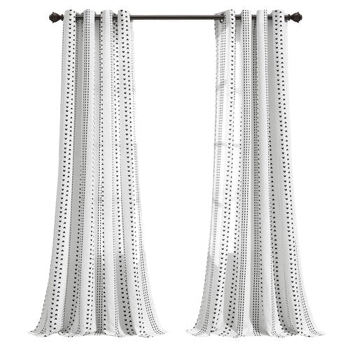 Lush Decor Hygge Stripe Light Filtering Window Curtain Panels Pair 52" W x 95" L Black & White - Striped Curtains for Bedroom - Living Room Curtains