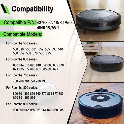 3300mAh 48Wh 1800LI Replacement Li-ion Battery Compatible with iRobot Roomba 531 532 535 550 552 560 570 595 614 620 640 652 660 670 680 760 761 780 790 801 860 880 890 960 966 980 4376392 14.4V
