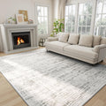 Skiennix 8x10 Area Rug - Washable Anti-Skid Abstract Design for Living Room | Soft Non-Shedding Carpet (White Gray)