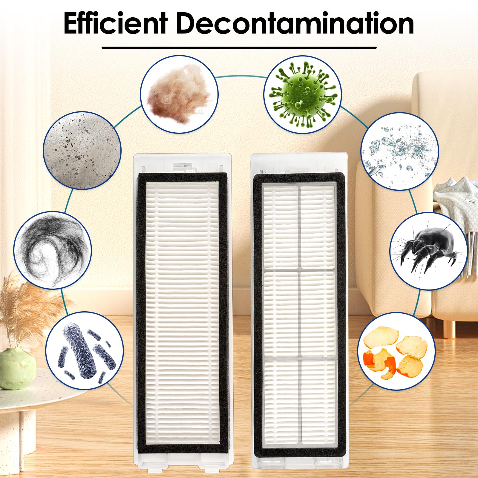 (3 Pack) Q Revo Replacement HEPA Filters Compatible With Roborock Q Revo Robot Vacuum, Filter Kit, Replacement Parts, Filters Accessories Kit 3 Pieces