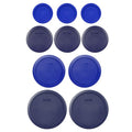 Pyrex (3) 7202-PC 1-Cup Cadet Blue, (3) 7200-PC 2-Cup Blue, (2) 7201-PC 4-Cup Cadet Blue, & (2) 7402-PC 6/7-Cup Blue Lids - Made in USA