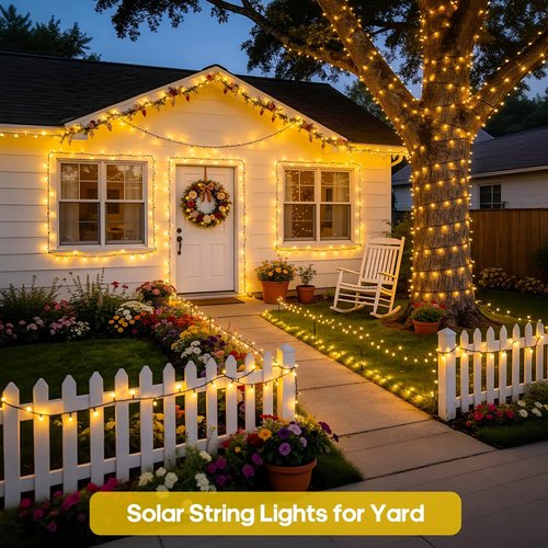 JMEXSUSS Solar String Lights - 400 LED Waterproof Outdoor Lights | 151FT Warm White with 8 Modes for Patio & Yard Decor