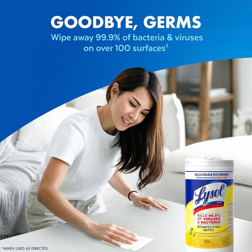 Lysol Disinfecting Wipes - All-Purpose Multi-Surface Cleaner | Lemon & Lime, 80 Count Bundle