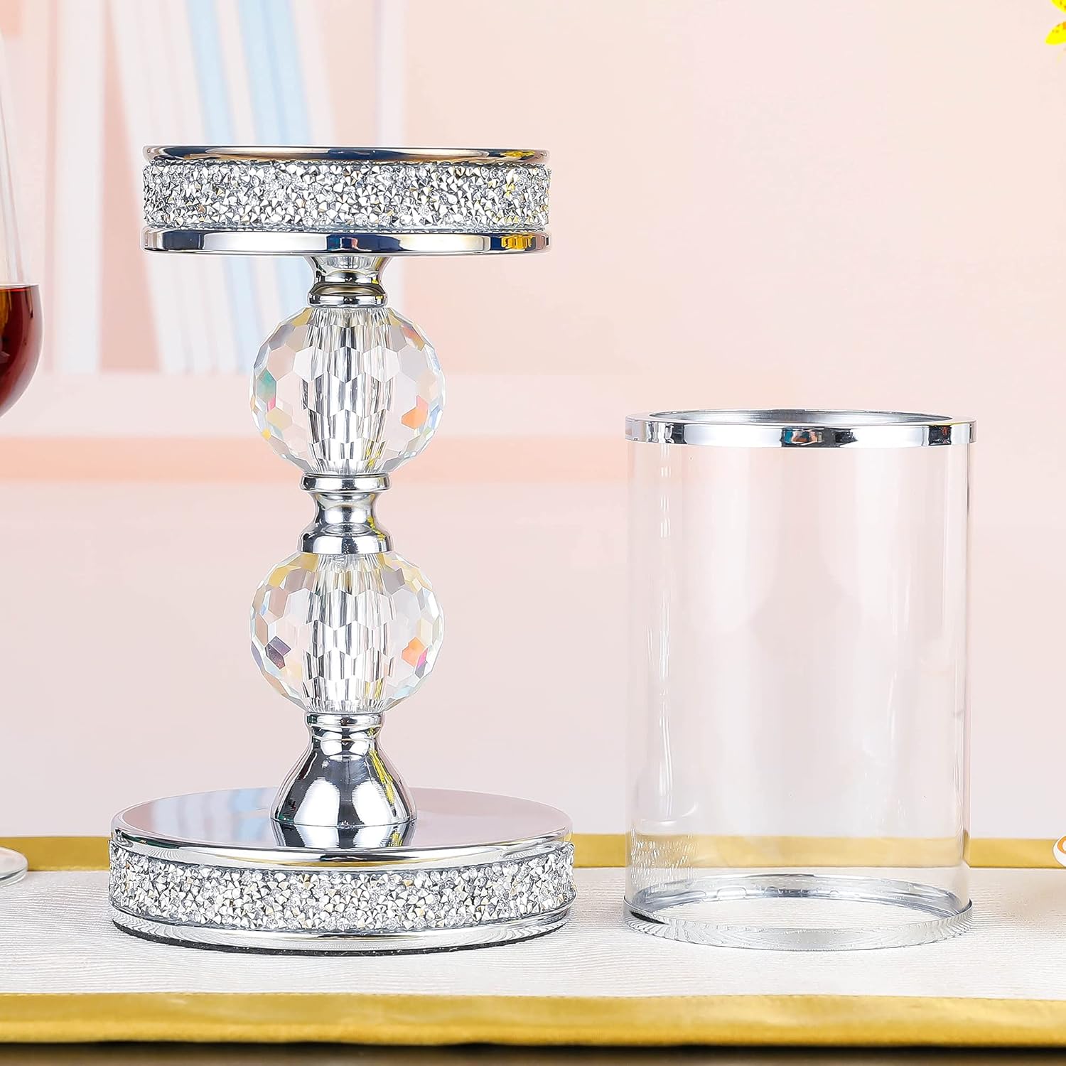 Regine Switzerland Crystal Candle Holders - Elegant Pillar Design for Weddings & Home Decor | Centerpieces