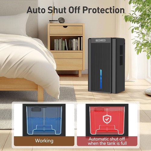 Dehumidifier | 95OZ Home Dehumidifier - Quiet Operation, Auto Shut Off & 7 Color Ambient Light (Black) for Up to 1000 Sq.Ft