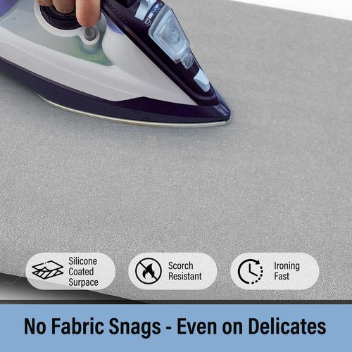 Iwtmm Ironing Board Cover and Pad with Silicone Coating, Thick Scorch-Resistant Padding, Heavy Duty for Home & Professional Use, Fits 15 x 54 Inches Boards, Secure Hook & Loop Fastener (Gray)