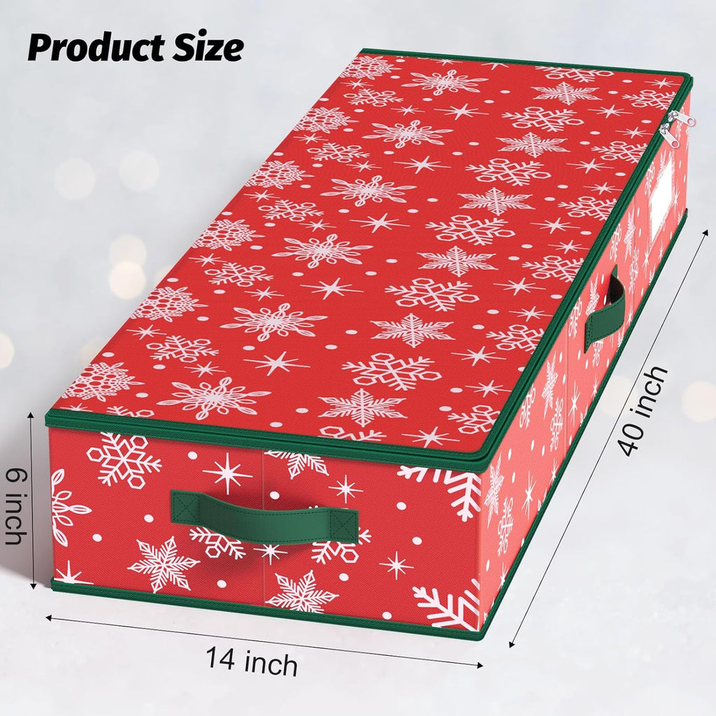 StorageRight Wrapping Paper Organizer - Holiday Gift Storage Box for Snowflake/Red Paper Ornaments