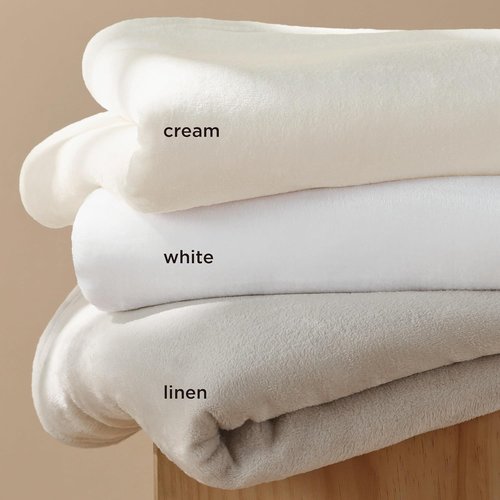 Bedsure GentleSoft Fleece Throw Blanket - XL Cream 300GSM Plush Cozy Design for Bed, Sofa, Travel | 50x70 Inches