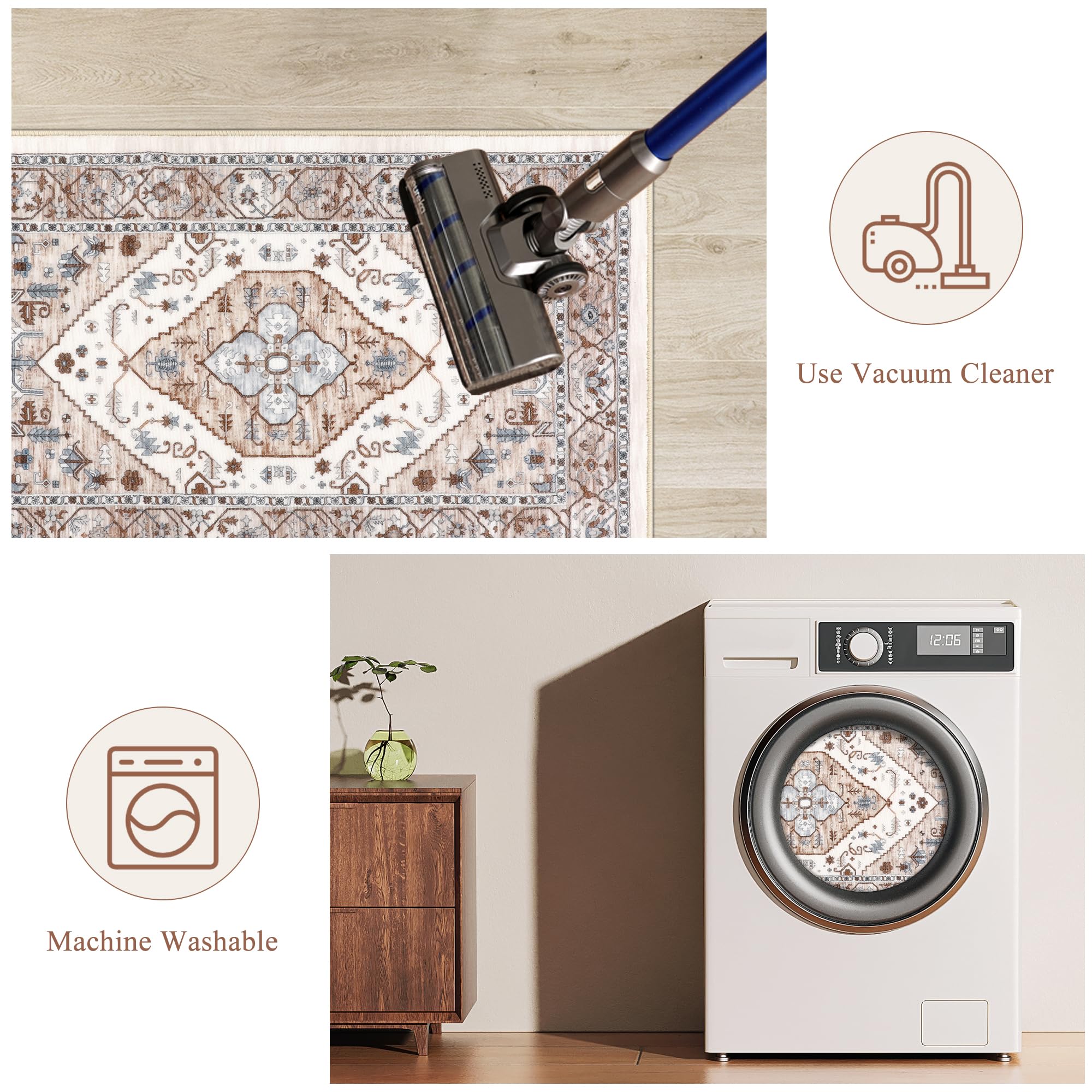 Pauwer Farmhouse Kitchen Rugs Sets of 3, Kitchen Runner Rugs Non Slip Washable, Boho Kitchen Mats for Floor, Indoor Door Mat Entrance, Laundry Room Rug, Thick Kitchen Floor Mat Carpet