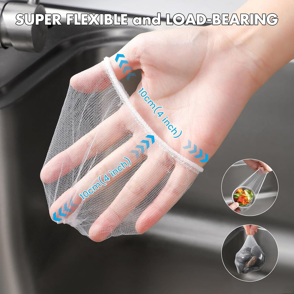 Skiennix Kitchen Sink Strainer Mesh Bags - 200 Pack Anti-Clogging Disposable Sink Filters | 4.0 x 4.0 Inch