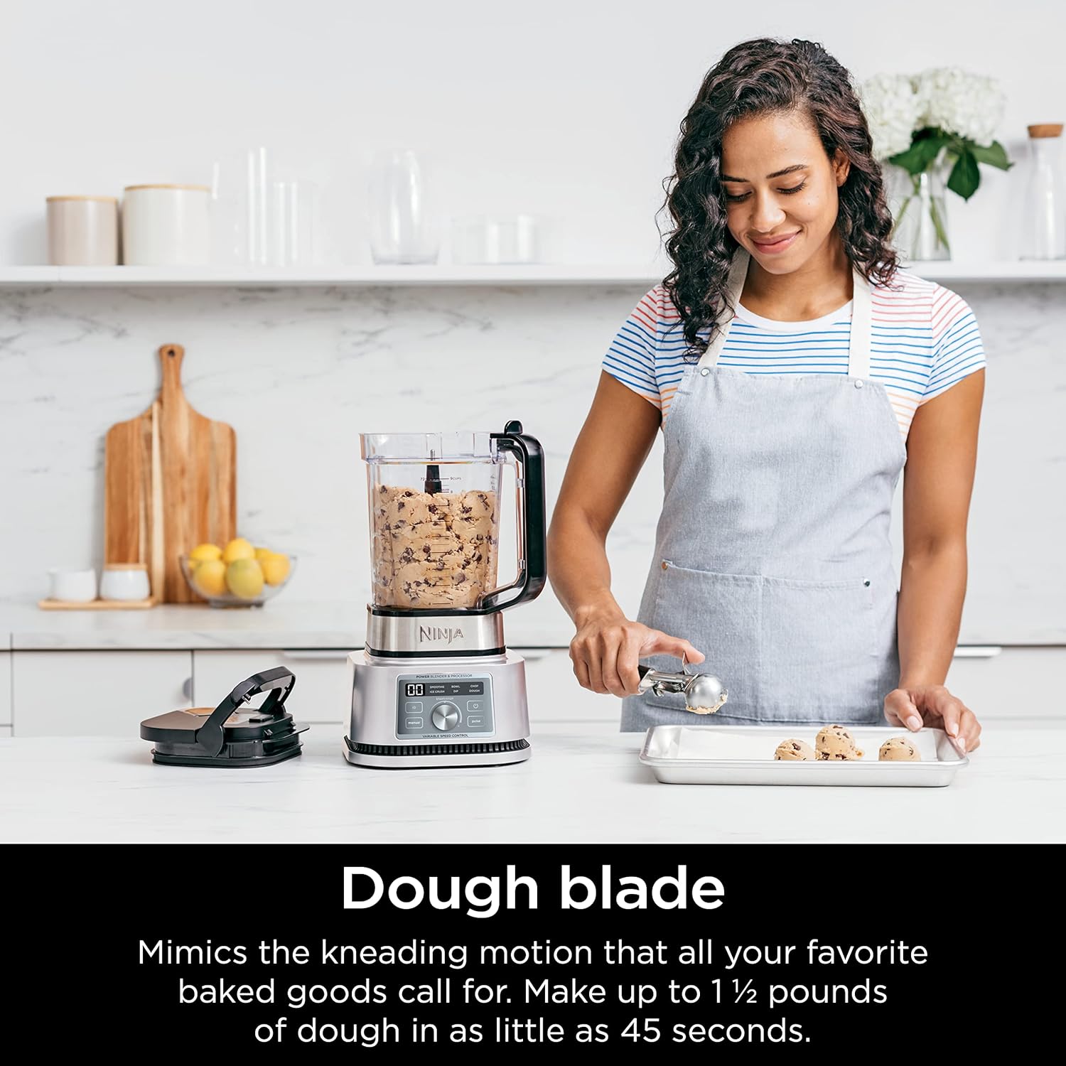 Ninja Foodi SS201 Power Blender - 3-in-1 Crushing Blender, Dough Mixer & Food Processor | 1400W SmartTORQUE