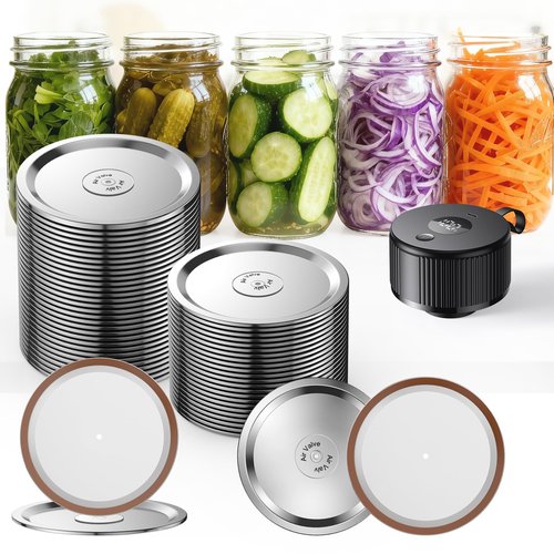 24Pcs- Wide Mouth Canning Lids for Ball, Kerr Jars - Split-Type Metal Mason Jar Lids for Canning - Food Grade Material, 100% Fit & Airtight for Wide Mouth Jars