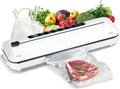 Vacuum Sealer Machine - 75KPa Food Preservation with 6-in-1 Modes & Digital Timer | Compact Design + 10 Bags (White)