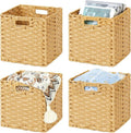 DULLEMELO Wicker Storage Cube Set - 11-Inch Baskets with Handles for Easy Organization - Natural Finish, Set of 4
