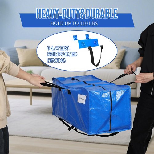 BAGAIL Heavy Duty Moving Bags - Extra Large Storage Totes with Strong Handles | 2-Pack, Blue