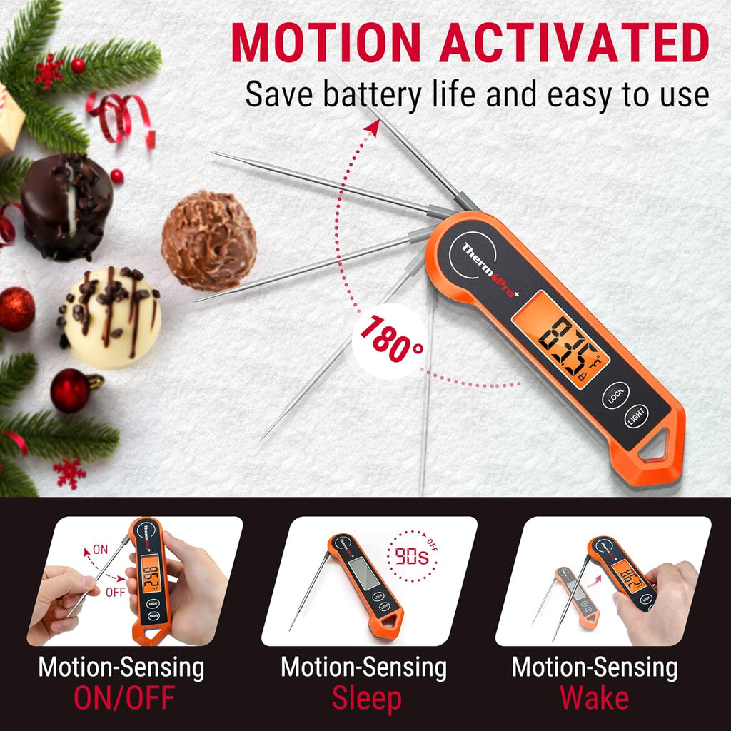 ThermoPro TP19H Digital Meat Thermometer - Ambidextrous Backlit Display for Perfect Cooking | Rechargeable Salt and Pepper Grinder Set