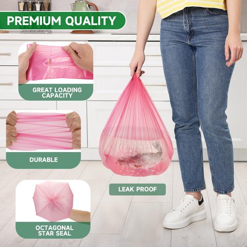 2.6 Gallon Small Trash Bags Bathroom - Compostable Colorful Mini Garbage Bags 100 Count Unscented 10 Liter Biodegradable Little Waste Basket Kitchen Office Car Tiny Liners Strong Thick Chenyucheng