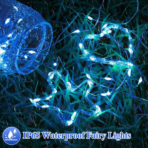 Lakumu 12-Pack Battery Operated Fairy Lights | 7FT Waterproof Silver Wire LED String Lights for Mason Jars & Party Decor - Blue