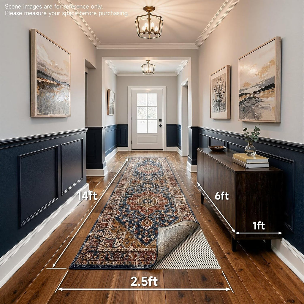 Veken Rug Pad Gripper - Non-Slip Area Rug Pad for Hardwood & Tile Floors - 2.5x14 Ft Anti-Skid Mat