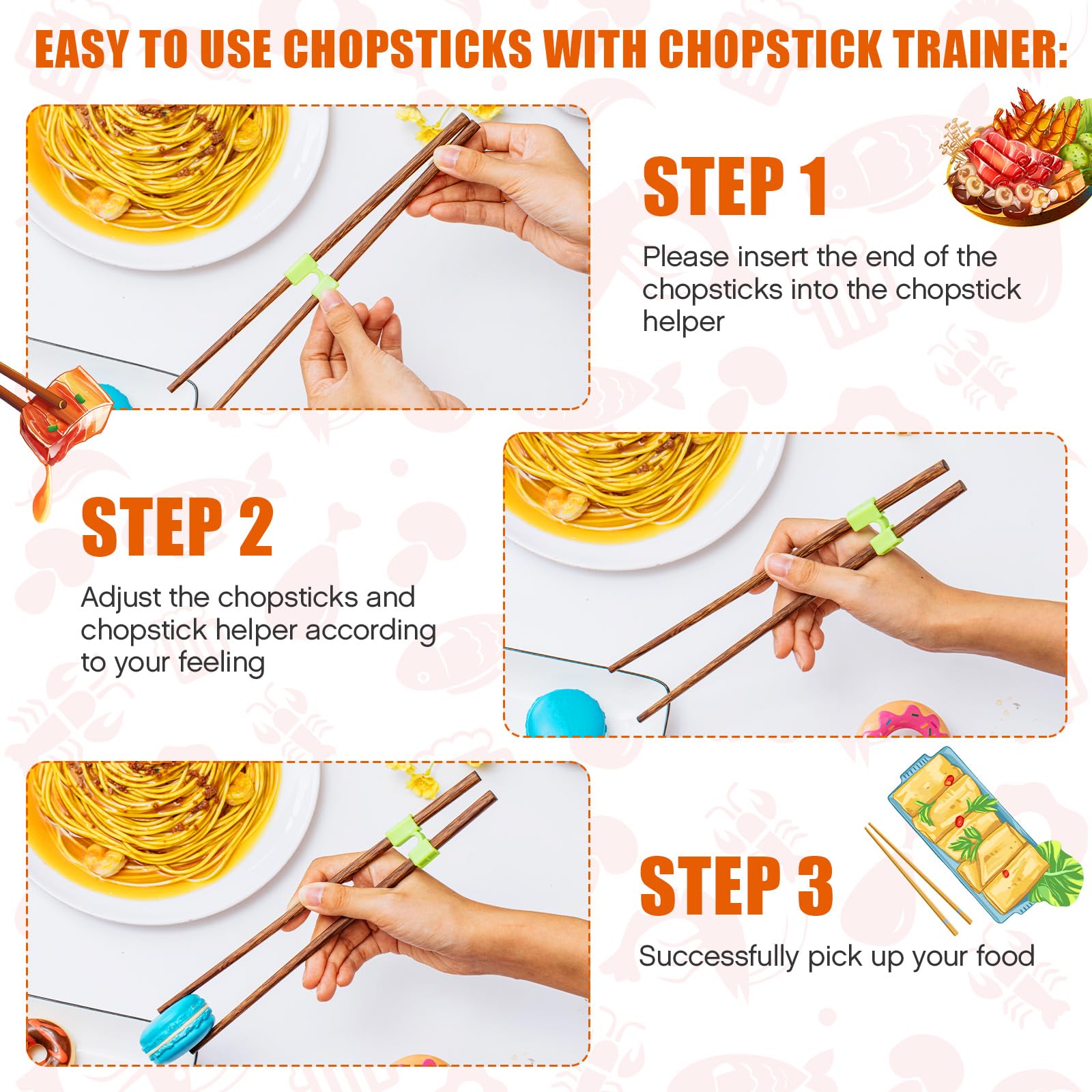 Suttmin 500 Pcs Reusable Chopsticks Helper Multicolor Plastic Practice Chopstick Trainer Hinges Connector Training Chinese Chop Non Slip Stick Helper for Adult Learner Beginner