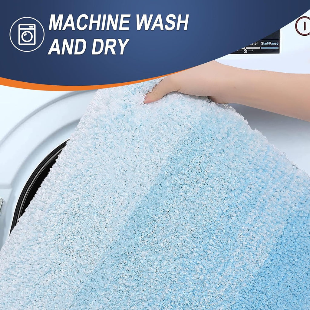 OLANLY Large Bath Rugs - Extra Soft Microfiber, Quick Dry & Machine Washable - Sky Blue 45x27