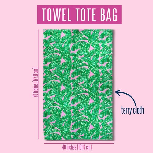 Lilly Pulitzer Towel Tote Bag, Travel Beach Towel with Terrycloth Tote Bag and Interior Pockets, 40 x 70, Let's Go Bananas