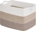 Goodpick Large Cotton Rope Storage Basket - 18"x14"x12" Organizer for Blankets & Toys | Gradient Brown