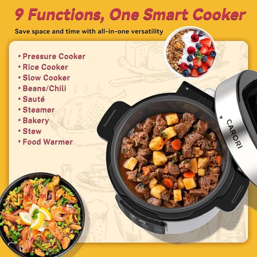 Instant Pot Electric Pressure Cooker - 6 Quart Silver Non-Stick Pot with 12 Preset Functions & Touchscreen