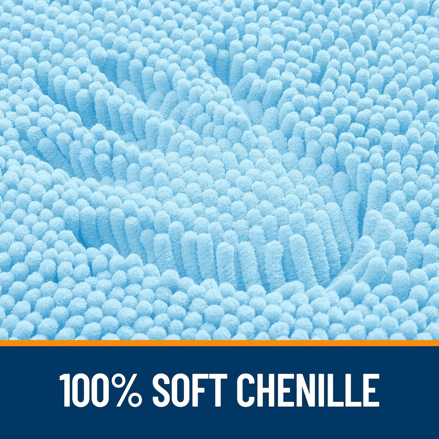 OLANLY Bath Rugs - Extra Soft Chenille, Quick Dry & Absorbent | 24x16 Sky Blue Machine Washable Mats