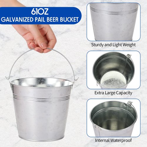 Didaey 24 Pack Galvanized Metal Buckets Bulk 6 Inch Small Ice Buckets Iron Candy Pail with Handle for Garden Planters Vase Table Centerpieces Crafts Wedding Party Favors Accessories Decorations