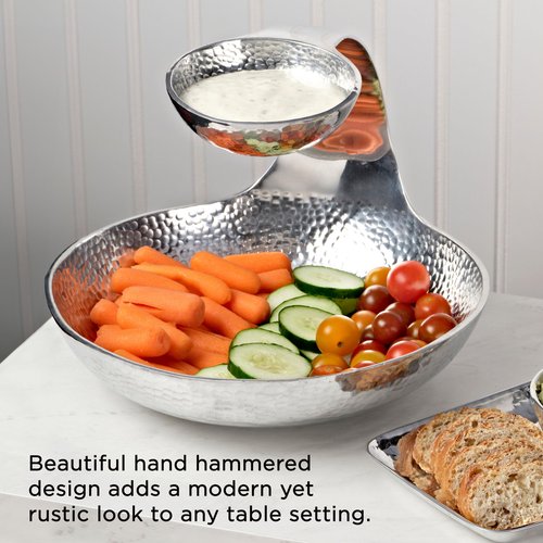 Towle Hammersmith Gooseneck Chip and Dip Server, 11-Inch,Silver