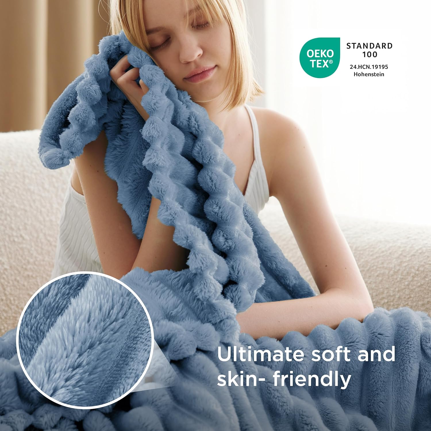 Bedsure GentleSoft Throw Blanket - Cozy Blue Couch Blanket, Perfect for Women & Girls, 50x70 Inches