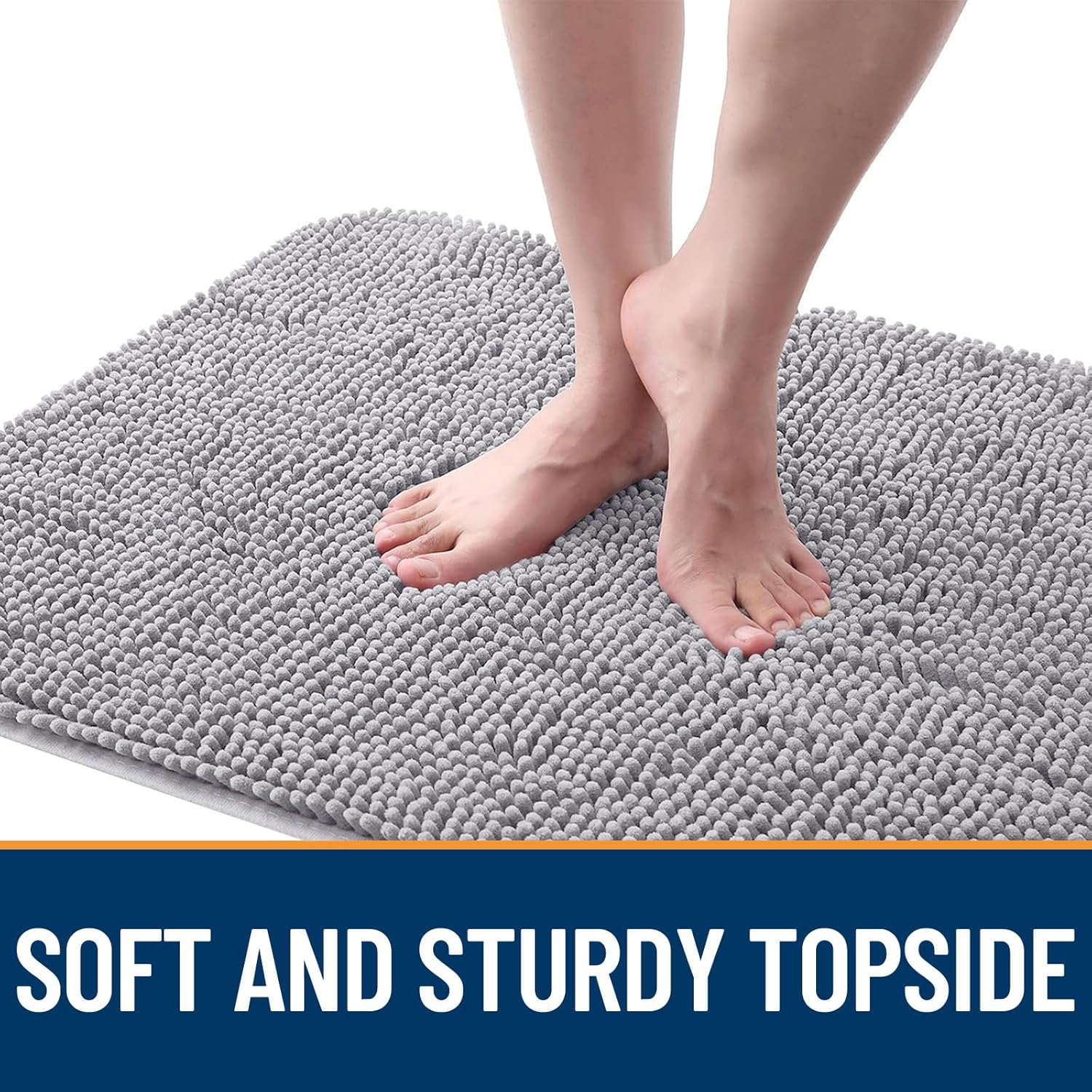 OLANLY Dog Door Mat - Absorbent Non-Slip Chenille for Muddy Paws | 44x24 Light Grey Indoor Doormat