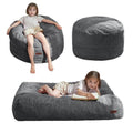 MAXYOYO Bean Bag Chair Bed for Kids, Convertible Bean Bag Folds from Lazy Chair to Floor Mattress Bed, Machine Washable Corded Fabric, Stuffed Floor Sofa Couch for Boys and Girls, Dark Grey
