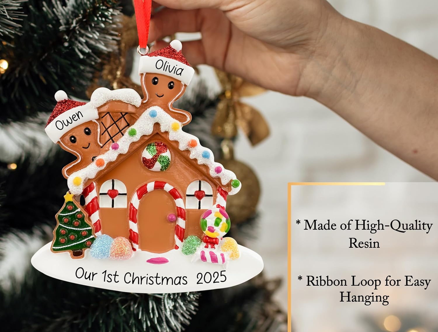 Personalized Gingerbread House Couple Ornament 2025 - Free Customization | Our First Christmas Together Keepsake