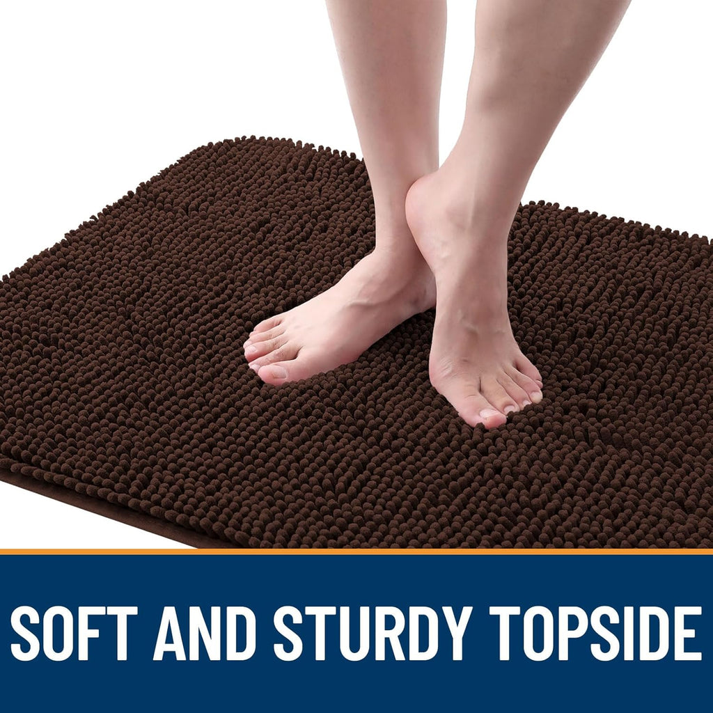 OLANLY Dog Door Mat - Absorbent Non-Slip Washable Doormat for Muddy Paws | 48x30 Brown Chenille Mat