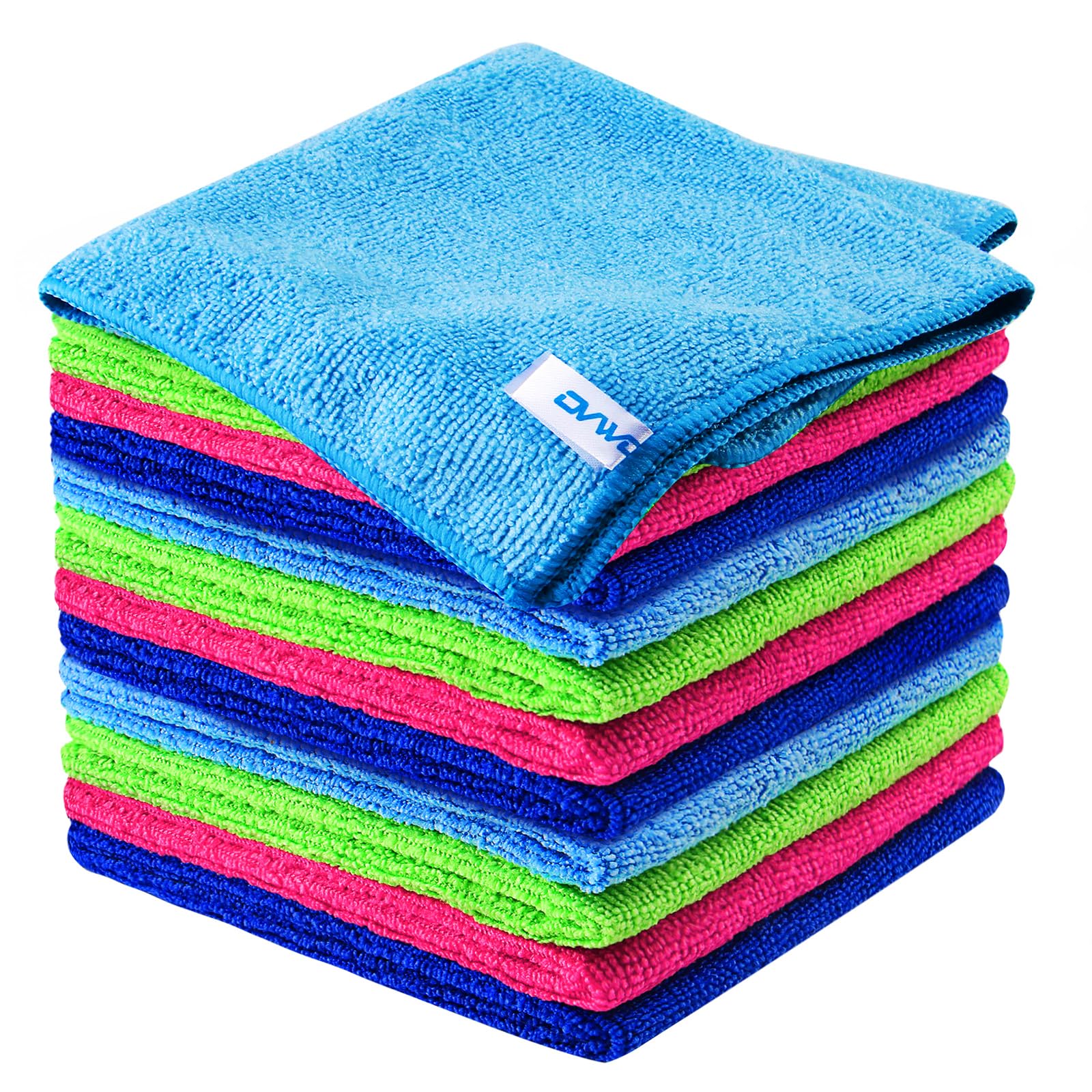 ovwo 12Pcs Premium Microfiber Cleaning Cloth, Highly Absorbent Household Cleaning Supplies - for Kitchen Towels, Dish Cloths, Dust Rag