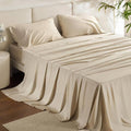 Bedsure Queen Sheet Set - Cooling Bamboo Sheets with Deep Pockets | Soft, Breathable Luxury Bedding in Beige