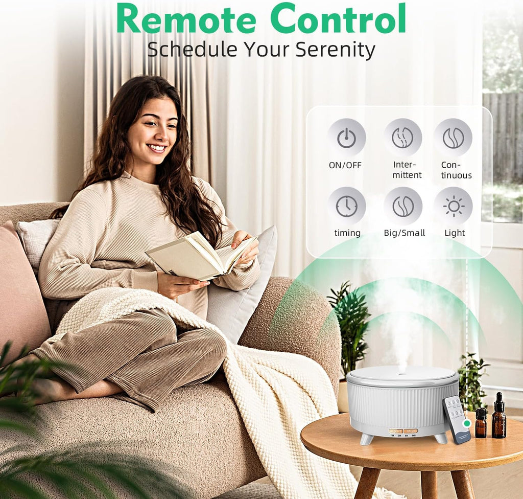 Skiennix 500ML Essential Oil Diffuser - 20-Hour Aromatherapy with Remote Control, 7 Color Lights | Minimalist White