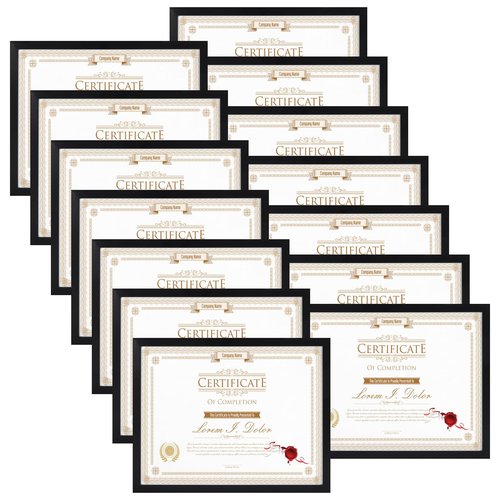 WIFTREY 14 Pack 8.5x11 Certificate Picture Frames, Multi 8.5 by 11 Photo Frame for Award Document Diploma Frame, Wall Hanging or Tabletop Display, Black