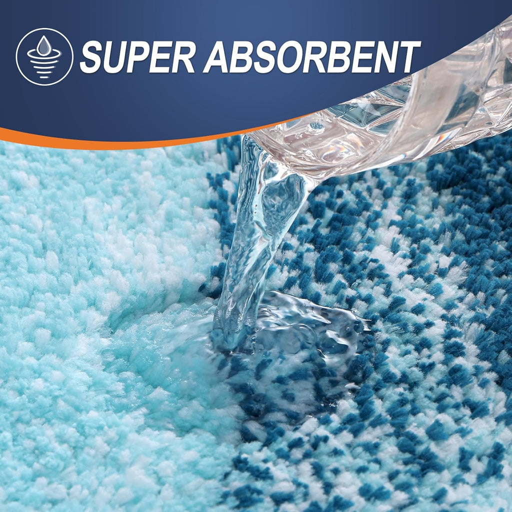 OLANLY Bathroom Runner Rug - Extra Soft Microfiber Mat with Rubber Backing | Quick Dry, Washable, 47x20, Peacock Blue