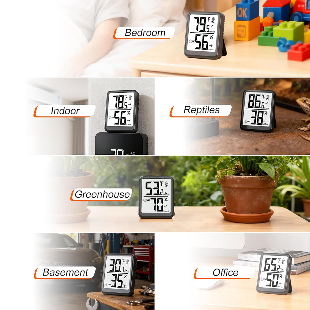 Skiennix Digital Room Thermometer & Hygrometer | Accurate Temperature & Humidity Monitor for Home, Office, Pets & Plants - AAA Battery Included