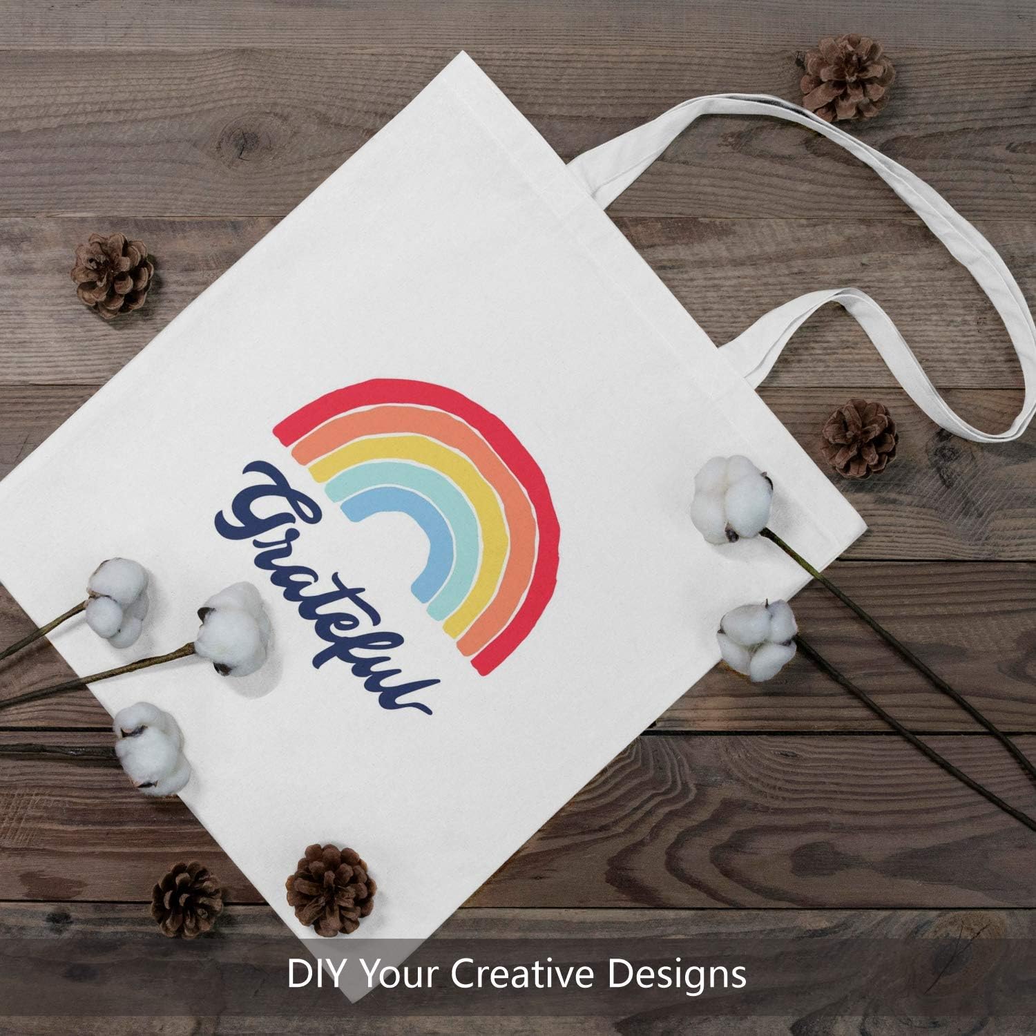 TOPDesign 16"x15" White Cotton Tote Bags - 5-Pack Lightweight Reusable Grocery Bags for DIY & Promotions