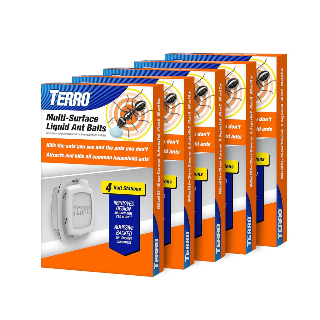 TERRO Indoor Ant Baits - Discreet Adhesive Strips for Effective Trapping - 5 Pack, 20 Baits