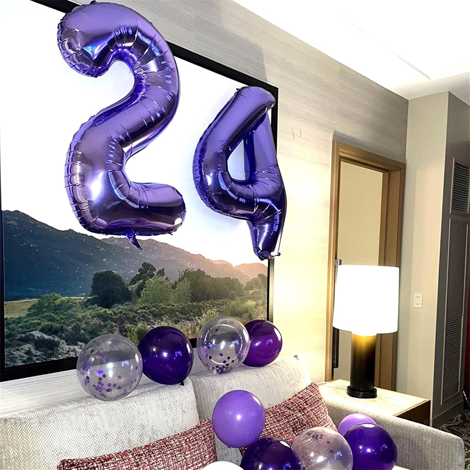 Purple Number 40 Birthday Balloons - 40 Inch Large Mylar Foil 4 & 0 for Women’s 40th Party Decor