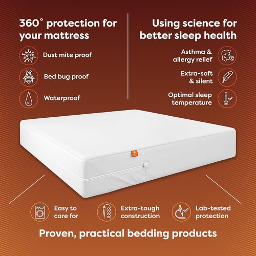 HOSPITOLOGY PRODUCTS Mattress Encasement - Hypoallergenic Bed Bug & Dust Mite Proof - Queen Size - Waterproof & Stretchable