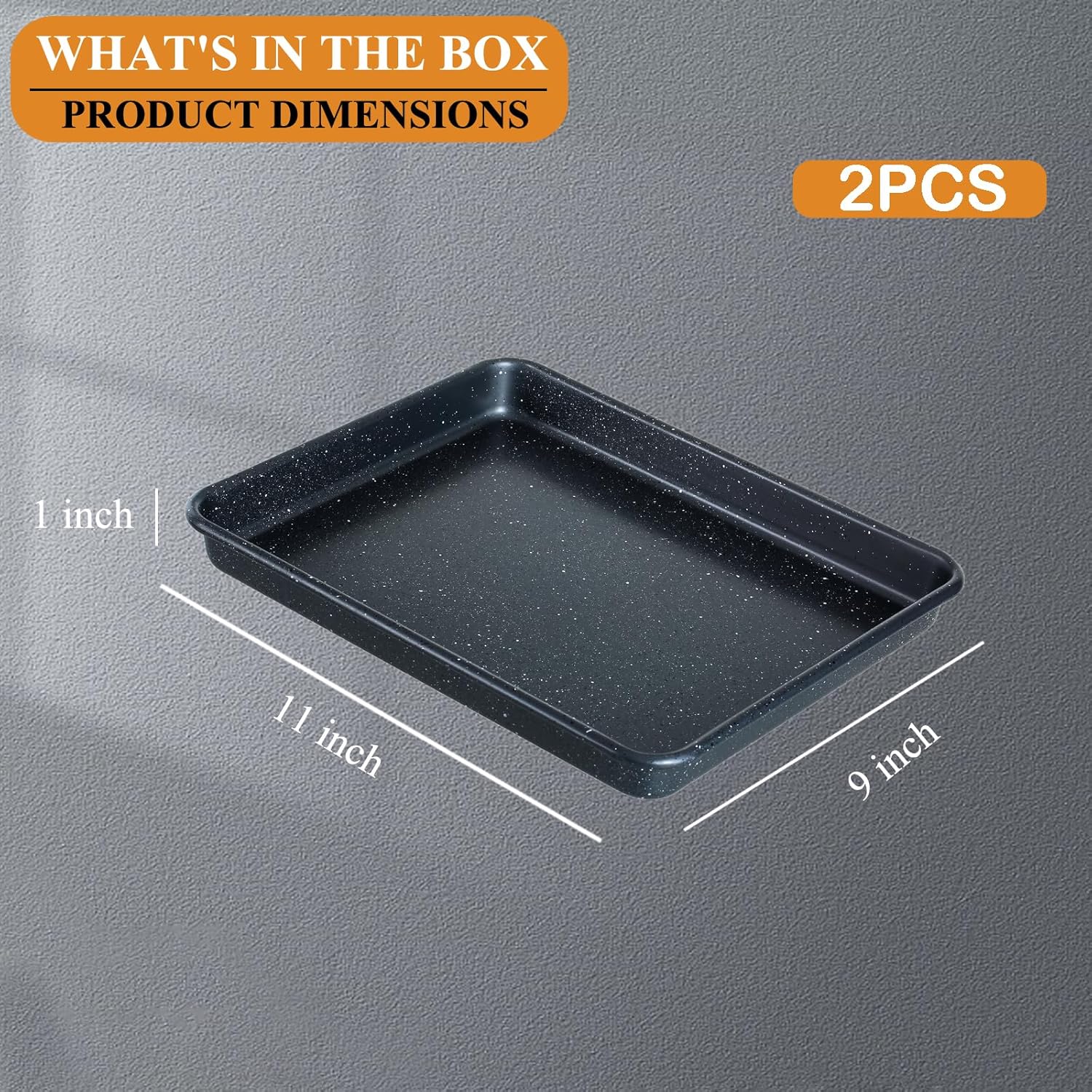 Walooza Nonstick Baking Sheets Set of 2 - Heavy Duty Carbon Steel Cookie Trays | Easy Clean 11x9 Inch
