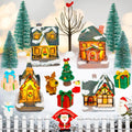 Warmtree Christmas Village Houses Set - 22 Pcs Resin Figurines with Santa, Tree & Picket Fence for Holiday Decor