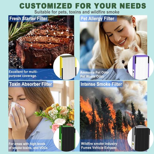 GermGuardian HEPA Filter B Replacement - Upgraded 2 True HEPA + 8 Carbon Pre-Filters for AC4825 Series
