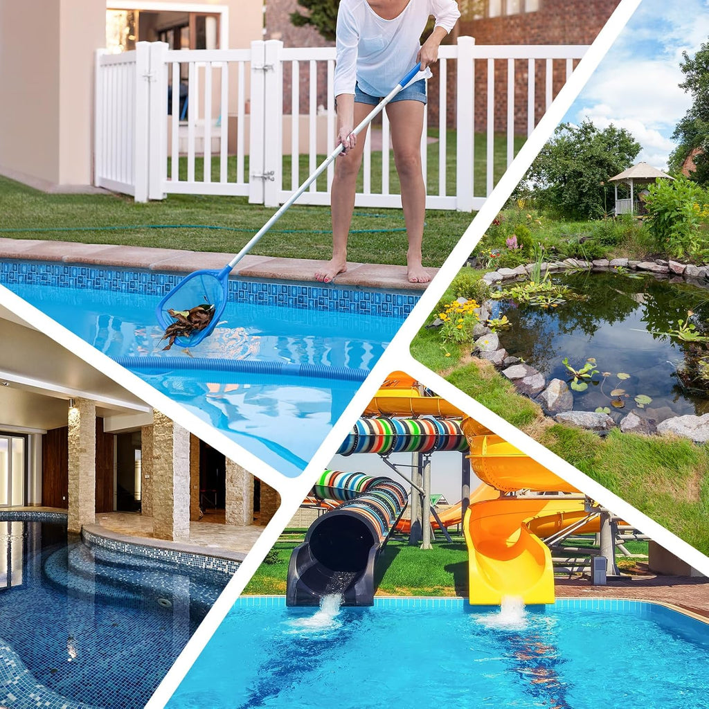 Skiennix Swimming Pool Skimmer Net - 57-Inch Telescopic Aluminum Pole for Quick Cleaning | Ideal for Ponds, Hot Tubs, and Spas